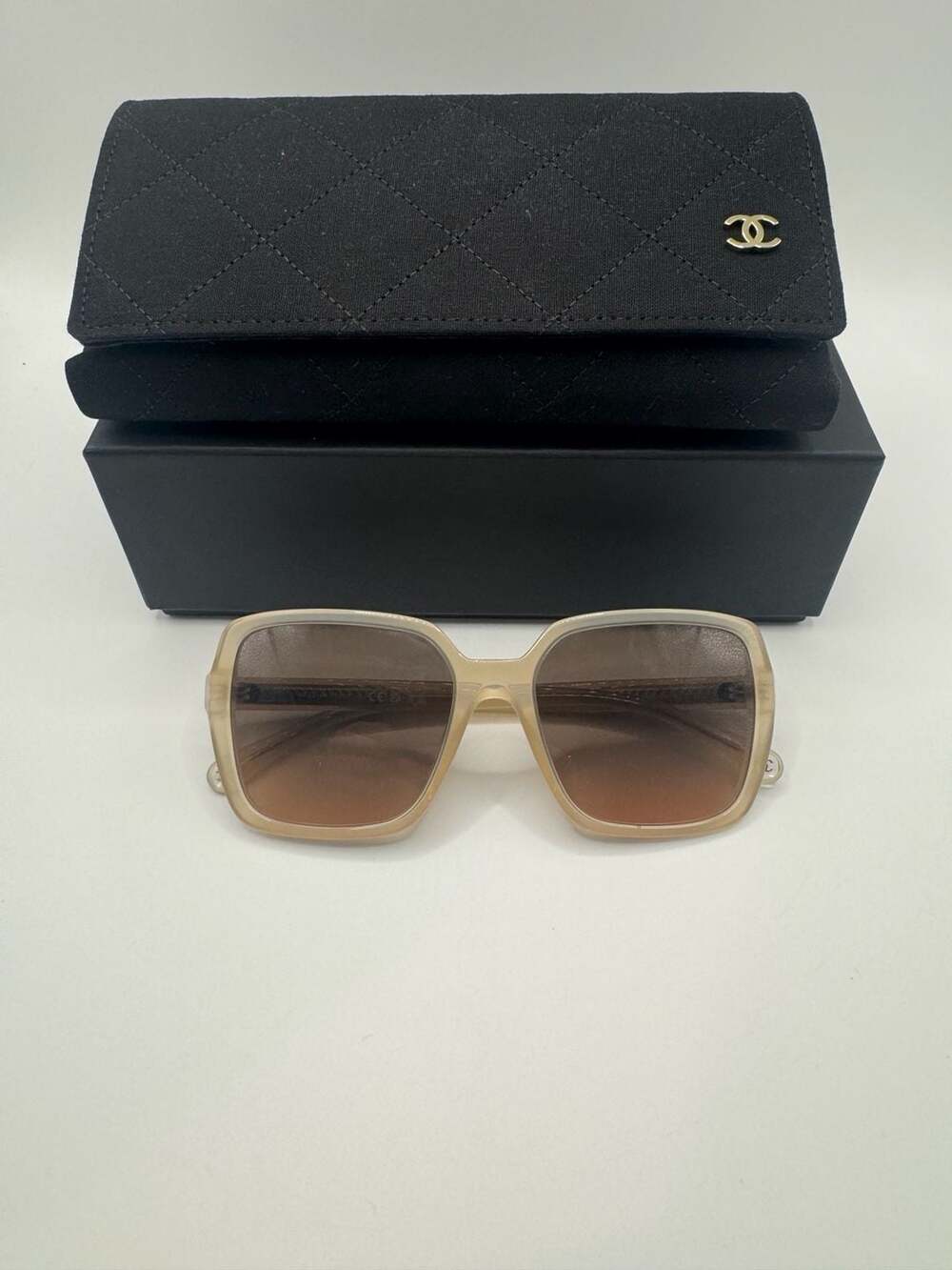Authentic New Chanel Interlocking CC Logo Square Sunglasses 5505 Brown